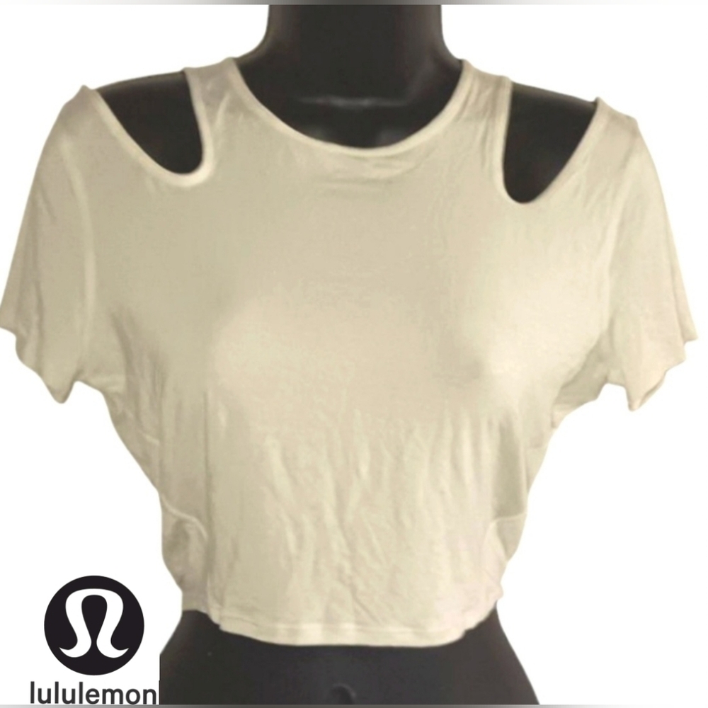 - Women's Cream Cut-Out Shoulder Yoga Top By Lululemon